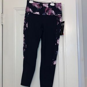 Women’s Black Leggings with Purple Flowers